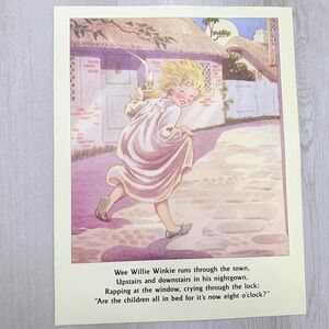 Nursery Rhyme Art Print 11x14 Wee Willie Winkie‎ Cottagecore Kids Room